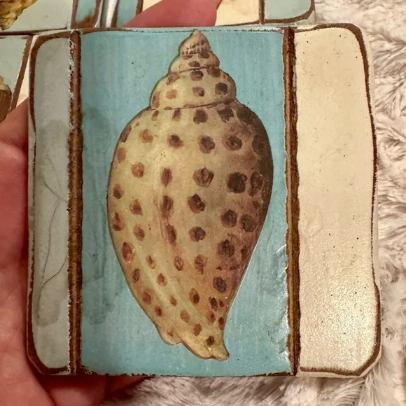 Seashell Design Coasters Set - Picture 4 of 12
